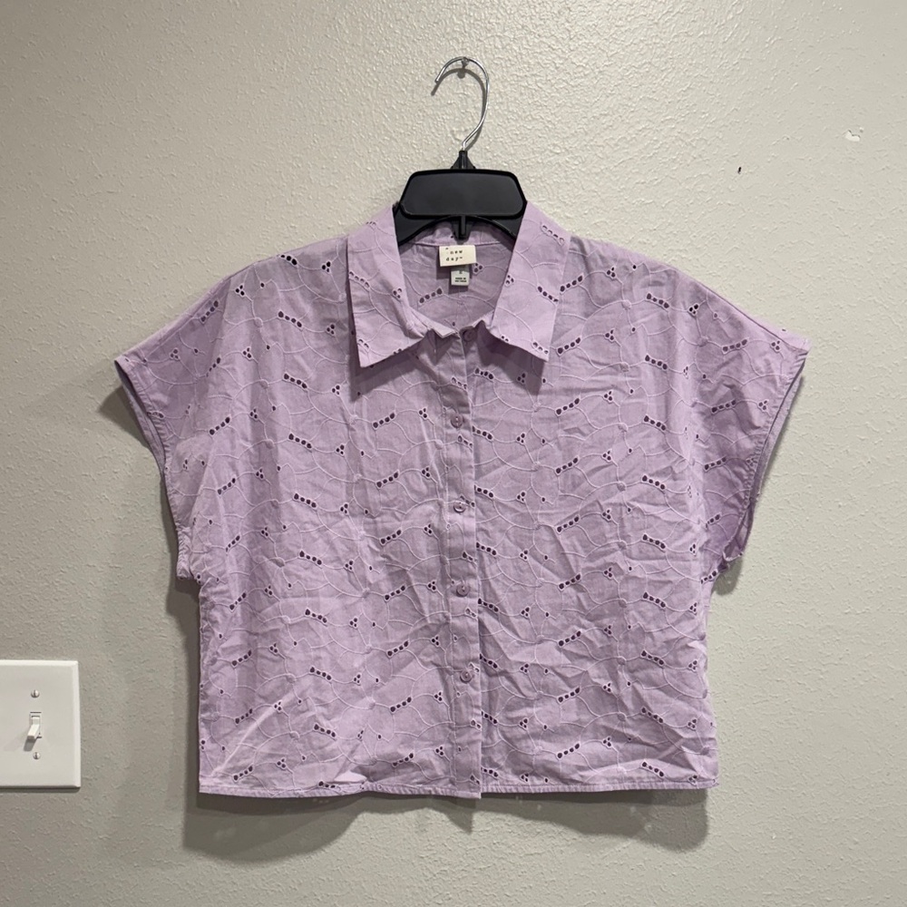 a new day Light Purple Button-Down Top